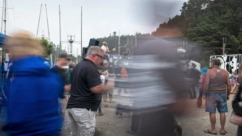 World's Largest Salmon BBQ Barbeque Fort Bragg Crowds People Timelapse Stock Footage 202193903