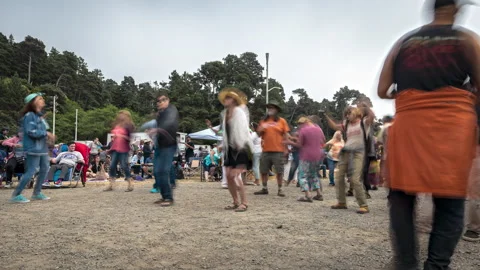 World's Largest Salmon BBQ Barbeque Fort Bragg Crowds People Timelapse Stock Footage 202194260