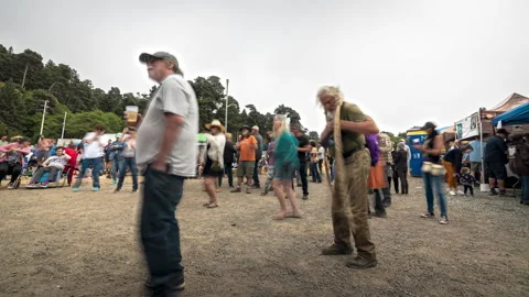 World's Largest Salmon BBQ Barbeque Fort Bragg Crowds People Timelapse Stock Footage 202194662