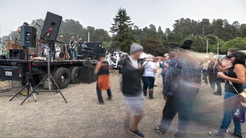 World's Largest Salmon BBQ Barbeque Fort Bragg Crowds People Timelapse Stock Footage 202195048