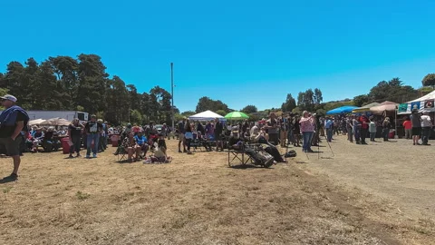 World's Largest Salmon BBQ Barbeque Fort Bragg Crowds People Timelapse Stock Footage 202195601