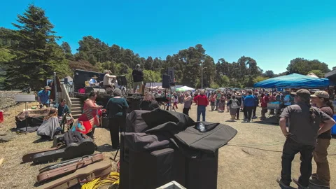 World's Largest Salmon BBQ Barbeque Fort Bragg Crowds People Timelapse Stock Footage 202195984