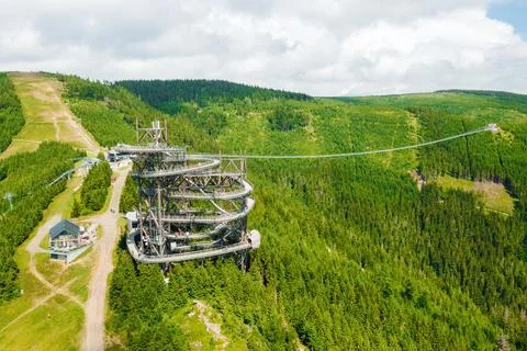 The worlds longest 721 meter suspension footbridge Sky bridge and observation Stock Photos