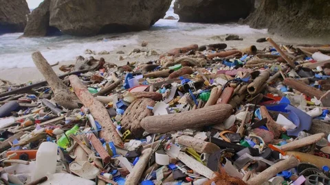 The worlds most polluted beach, Plastic marine debris. Stockbeeldmateriaal 111684945