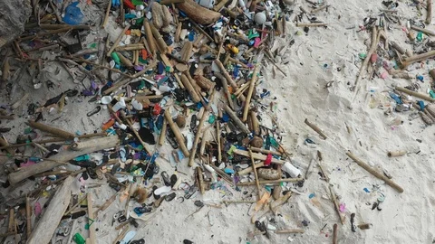 The worlds most polluted beach, Plastic marine debris. Stockbeeldmateriaal 111685451