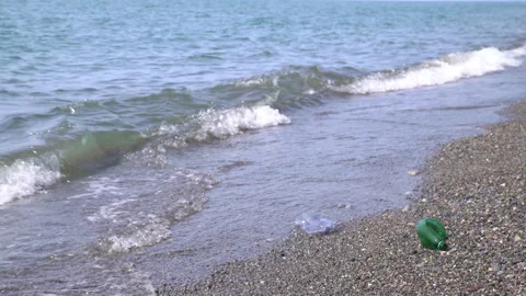 The worlds most polluted beach, Plastic marine debris. Stock Footage 261448743