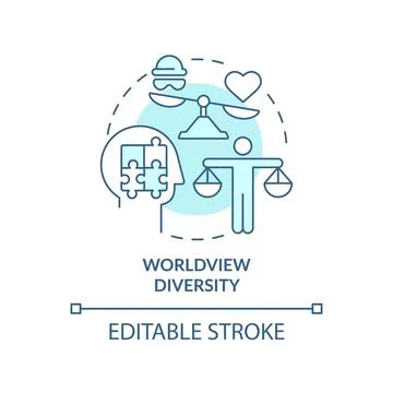 Worldview diversity turquoise concept icon Stock Illustration
