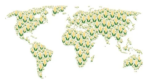 Worldwide Atlas Pattern of Corn Icons Stock Illustration