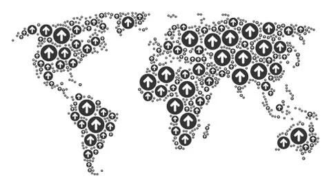 Worldwide Atlas Pattern of Rounded Arrow Items Stock Illustration