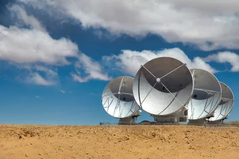 The worldwide biggest telescope Array is in Chile. Alma consists of over 60 Stock Photos