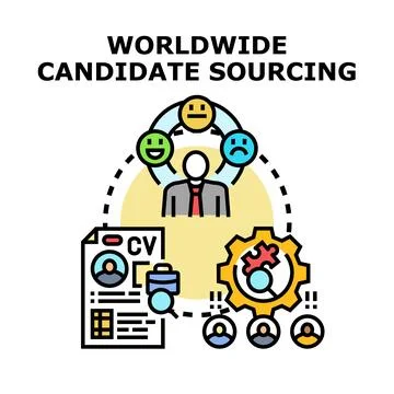 Worldwide candidate sourcing process finding new employees 库存插图
