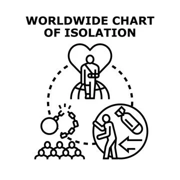 Worldwide chart visualizing isolation and social issues Stock Illustration