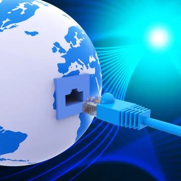 Worldwide Connection Represents Lan Network And Computer Иллюстрация