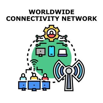 Worldwide connectivity network concept connecting users and digital technolog Stock Illustration