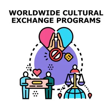 Worldwide cultural exchange programs and global cooperation Illustrazione stock