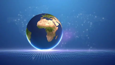 Worldwide Data Connectivity Around Rotating Earth Animation Stock Footage 331514496