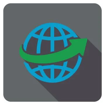Worldwide Delivery Flat Rounded Square Icon with Long Shadow Stock Illustration