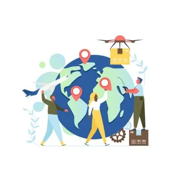 Worldwide delivery service, vector flat style design illustration Stock Illustration