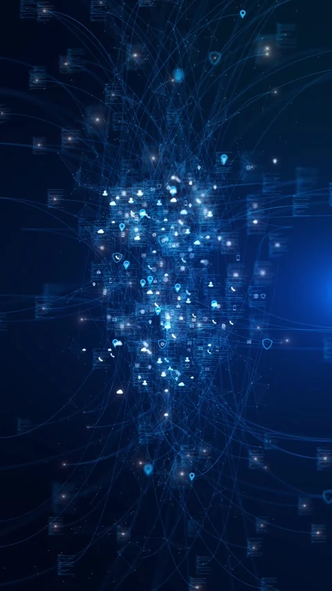 Worldwide Digital Connectivity Network Abstract System nodes, location markers, Stock Footage 341903816