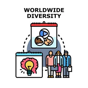 Worldwide diversity promoting global collaboration and creativity Stock Illustration