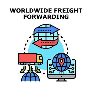 Worldwide freight forwarding, global logistics, business distribution concept Stock Illustration
