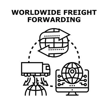 Worldwide freight forwarding, global logistics, business distribution concept Stock Illustration