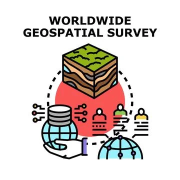Worldwide geospatial surveying earth data and global network Stock Illustration