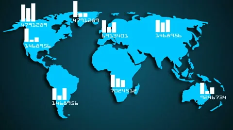 Worldwide global population infographics visual aid Video stock 64480649