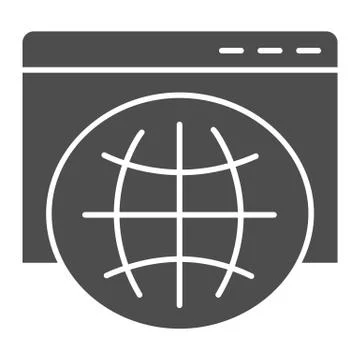 Worldwide globe browser solid icon. Internet web page with planet earth Illustration