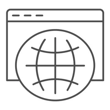 Worldwide globe browser thin line icon. Internet web page with planet earth Stock-Illustration