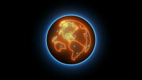 Worldwide globe network, glowing neo icon video motion Vídeo Stock 170748160