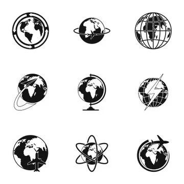 Worldwide icons set, simple style Illustrazione stock