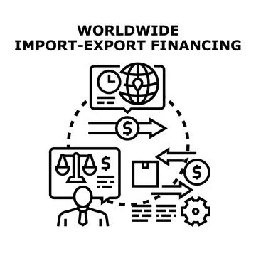 Worldwide import export financing global business operations Stock Illustration