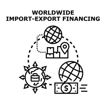 Worldwide import export financing system business concept Stock Illustration