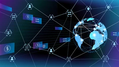 Worldwide inetrnet technology vector abstract background. Money transfer Stock Illustration