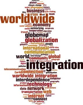 Worldwide integration word cloud Stock Illustration