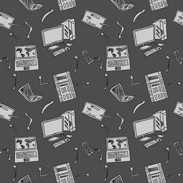 Worldwide internet network computer seamless pattern 스톡 일러스트