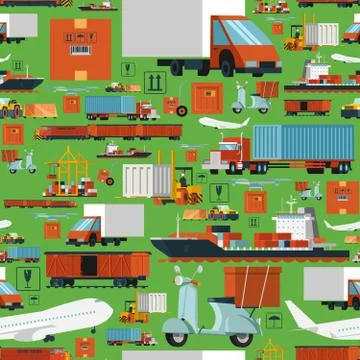Worldwide logistic seamless pattern Stock Illustration