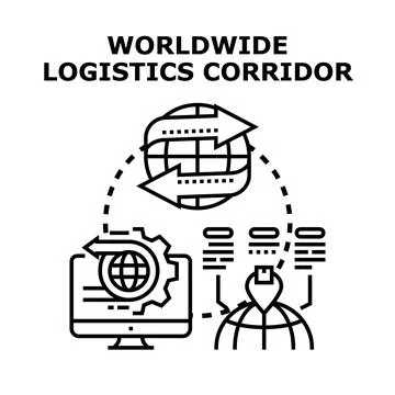Worldwide logistics corridor optimizing global supply chain delivery Stock Illustration