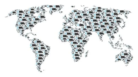 Worldwide Map Collage of Fast Delivery Car Icons Stockillustratie