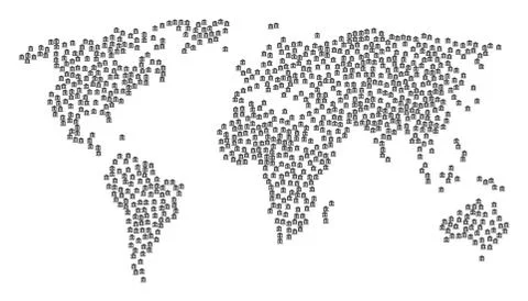 Worldwide Map Collage of Library Building Items Ilustración de archivo