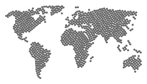 Worldwide Map Collage of Query Icons Stock Illustration