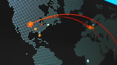 Worldwide map of cyber attacks Stock Footage 277877431