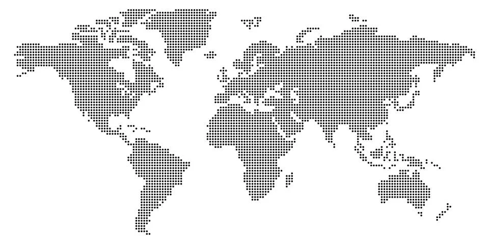 Worldwide map with dots in flat style. Dotted world map vector illustration.. Stock Illustration
