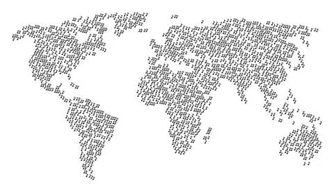 Worldwide Map Mosaic of Musical Note Items イラスト素材