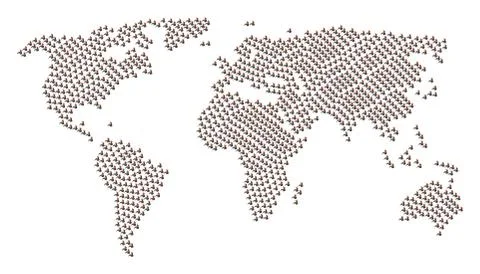 Worldwide Map Mosaic of Rooster Items Stock Illustration