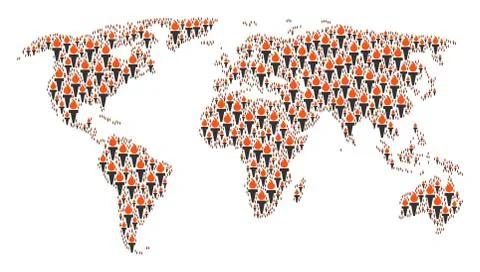 Worldwide Map Mosaic of Torch Fire Items イラスト素材