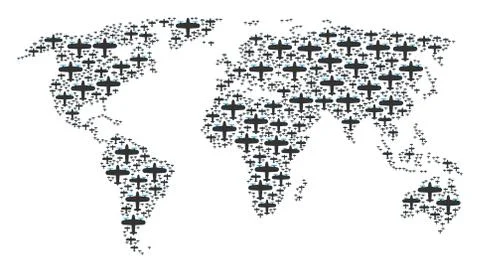 Worldwide Map Pattern of Aircraft Items Stock Illustration