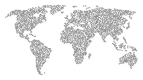 Worldwide Map Pattern of Airplane Intercepter Items Stock Illustration