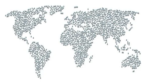 Worldwide Map Pattern of Death Skull Tag Icons Ilustración de archivo